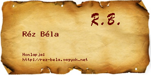 Réz Béla névjegykártya